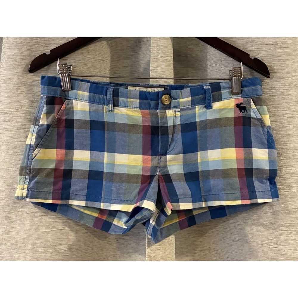 VTG Y2K Abercrombie and Fitch Women's Plaid Low Rise Chino‎ Shorts Preppy size 2